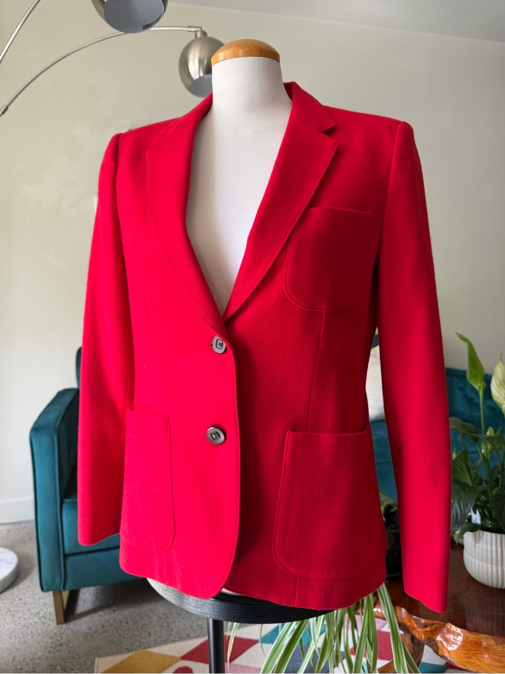 Vintage Red Women's Tailored Blazer Jacket